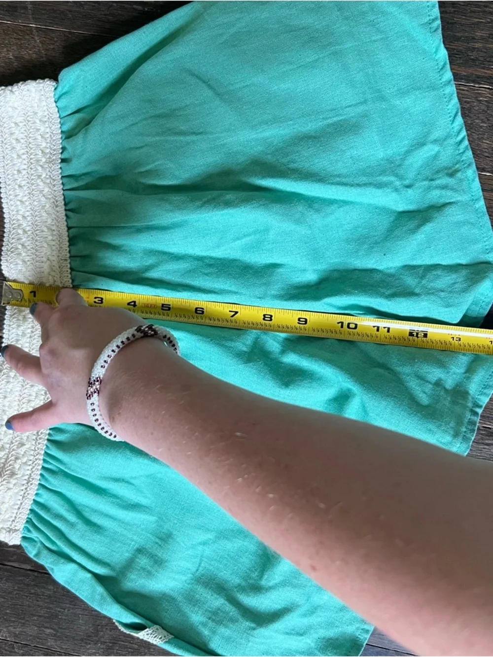 Turquoise Shorts with Crochet Trim - Picture 6 of 7